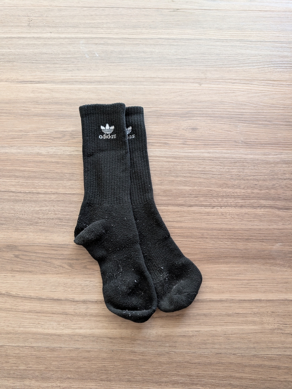 adidas Black Crew Athletic Socks with White Trefoil Logo